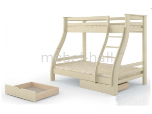 Кровать деревянная двухъярусная семейная АЛЯСКА 80х120х200 МебиГранд  (без шухляд)