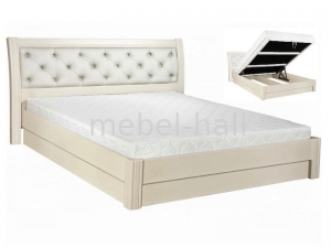 Двуспальная деревянная кровать Светлана DA-KAS с подъемным механизмом и мягкмс изголовьем