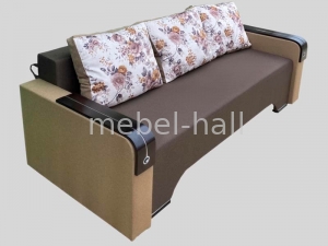 Раскладной недорогой диван Престиж с деревянными накладками
