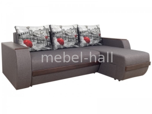 Угловой диван Токио-2 универсальный с принтами на подушках