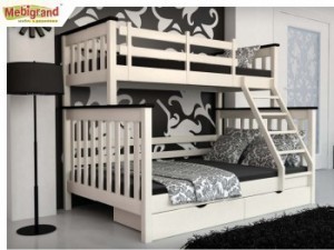 Кровать деревянная двухъярусная семейная СКАНДИНАВИЯ 90х140х200 МебиГранд  (без шухляд)